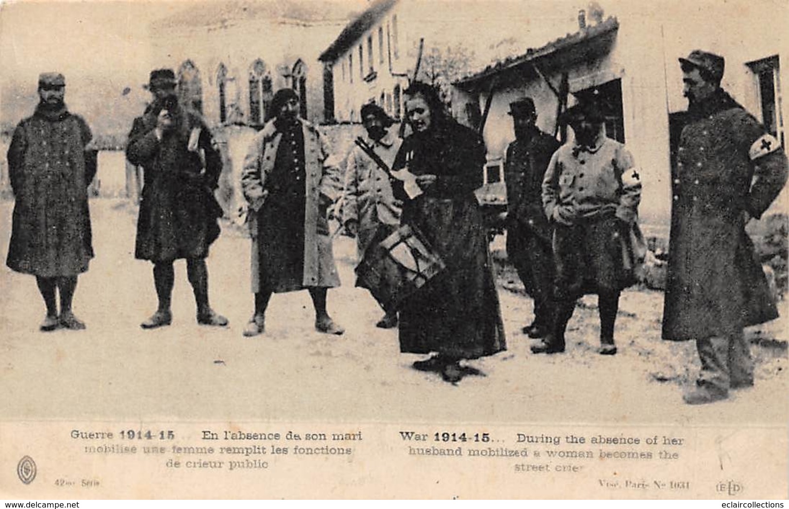 Thème.  Métiers Divers.       Femme Tambour De Ville  Guerre 14/18         (Voir Scan) - Andere & Zonder Classificatie