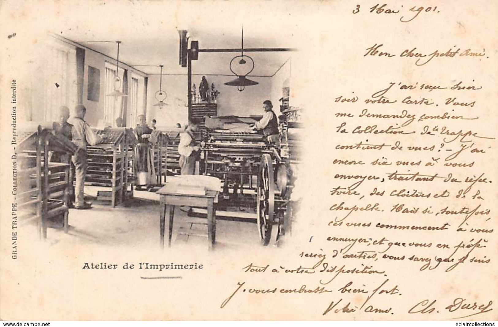 Thème.  Métiers Divers.        61 Orne Grande Trappe.  Atelier D'imprimerie     (Voir Scan) - Autres & Non Classés