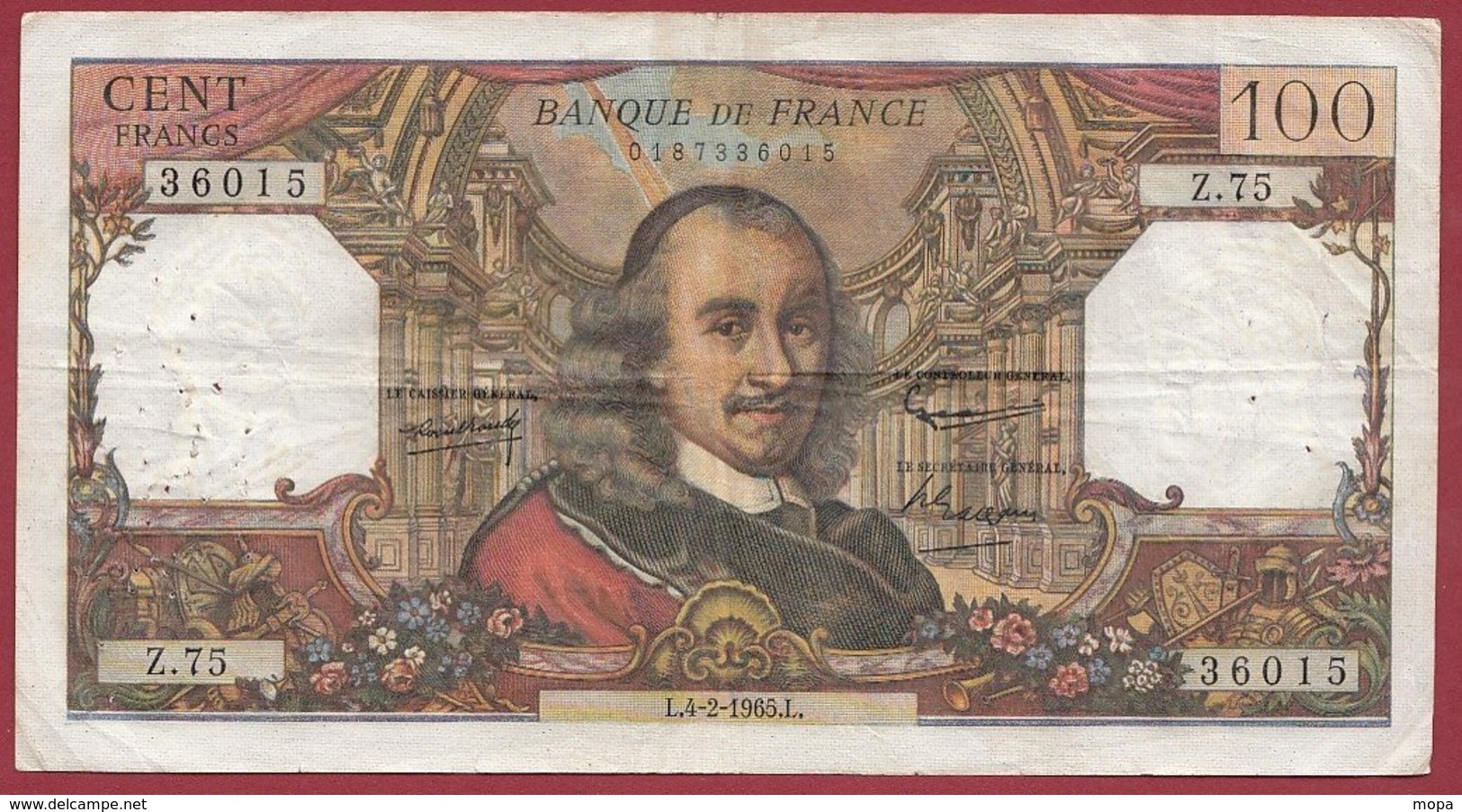 100 Francs "Corneille" Du 04/02/1966.L ---VG/TTB---ALPH -Z.75 - 100 F 1964-1979 ''Corneille''