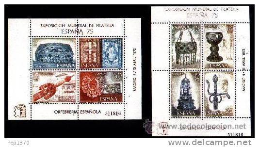 ESPAÑA 1975 - EXPOSICION MUNDIAL DE FILATELIA ESPAÑA-75 - EDIFIL Nº 2252-2253 - YVERT BLOCKS 26-26 - Blocs & Hojas