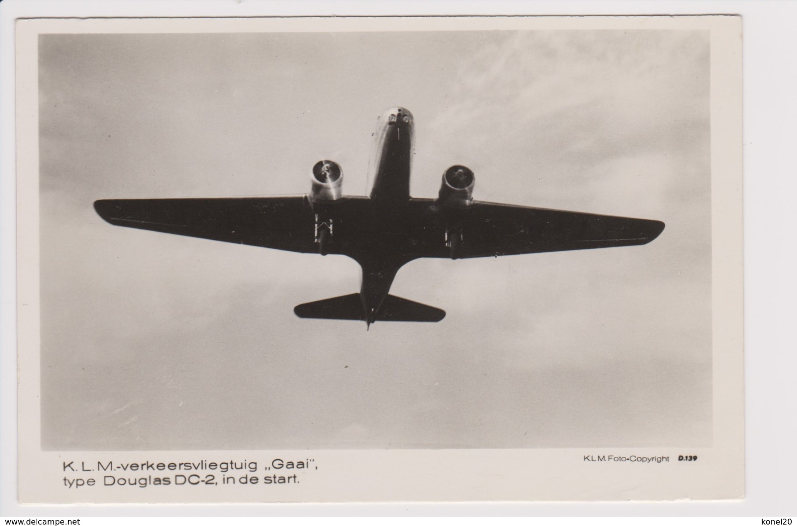 Vintage Rppc KLM K.L.M Royal Dutch Airlines Douglas Dc-2 Named "Gier" Aircraft - 1919-1938: Entre Guerres