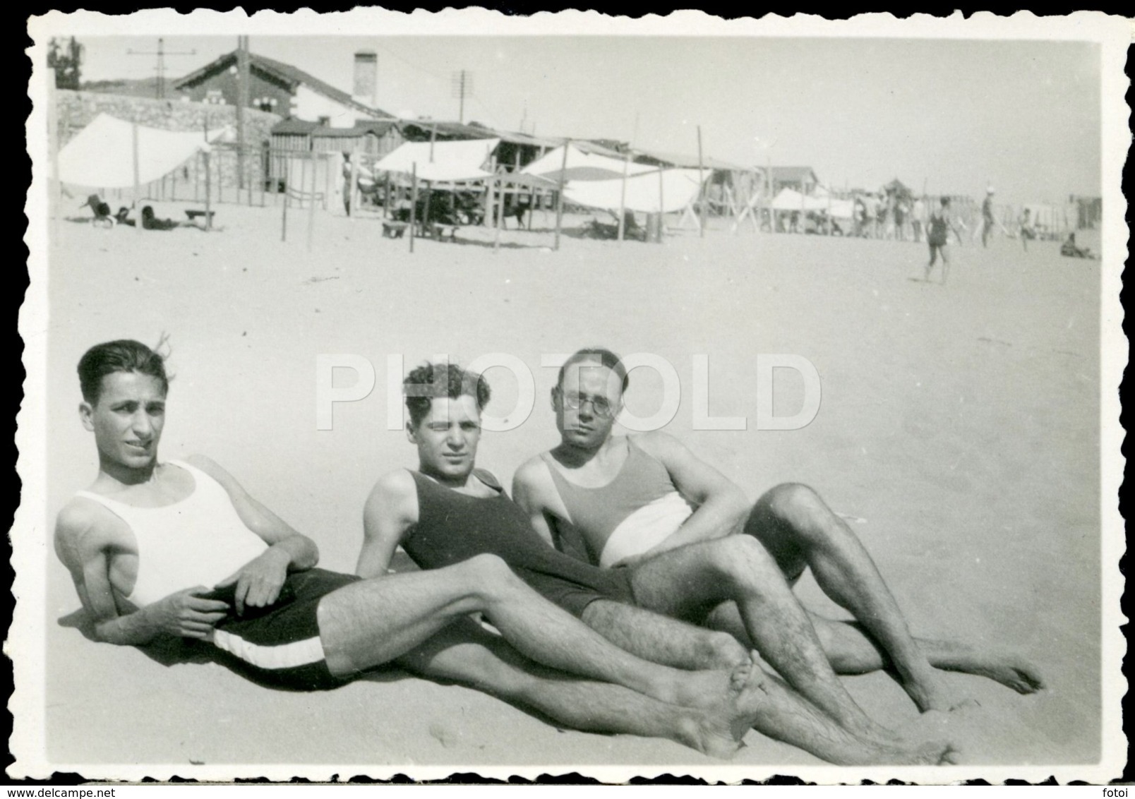 1932 ORIGINAL AMATEUR PHOTO FOTO BOYS BEACH PLAGE PRAIA PORTUGAL Gay Int - Orte