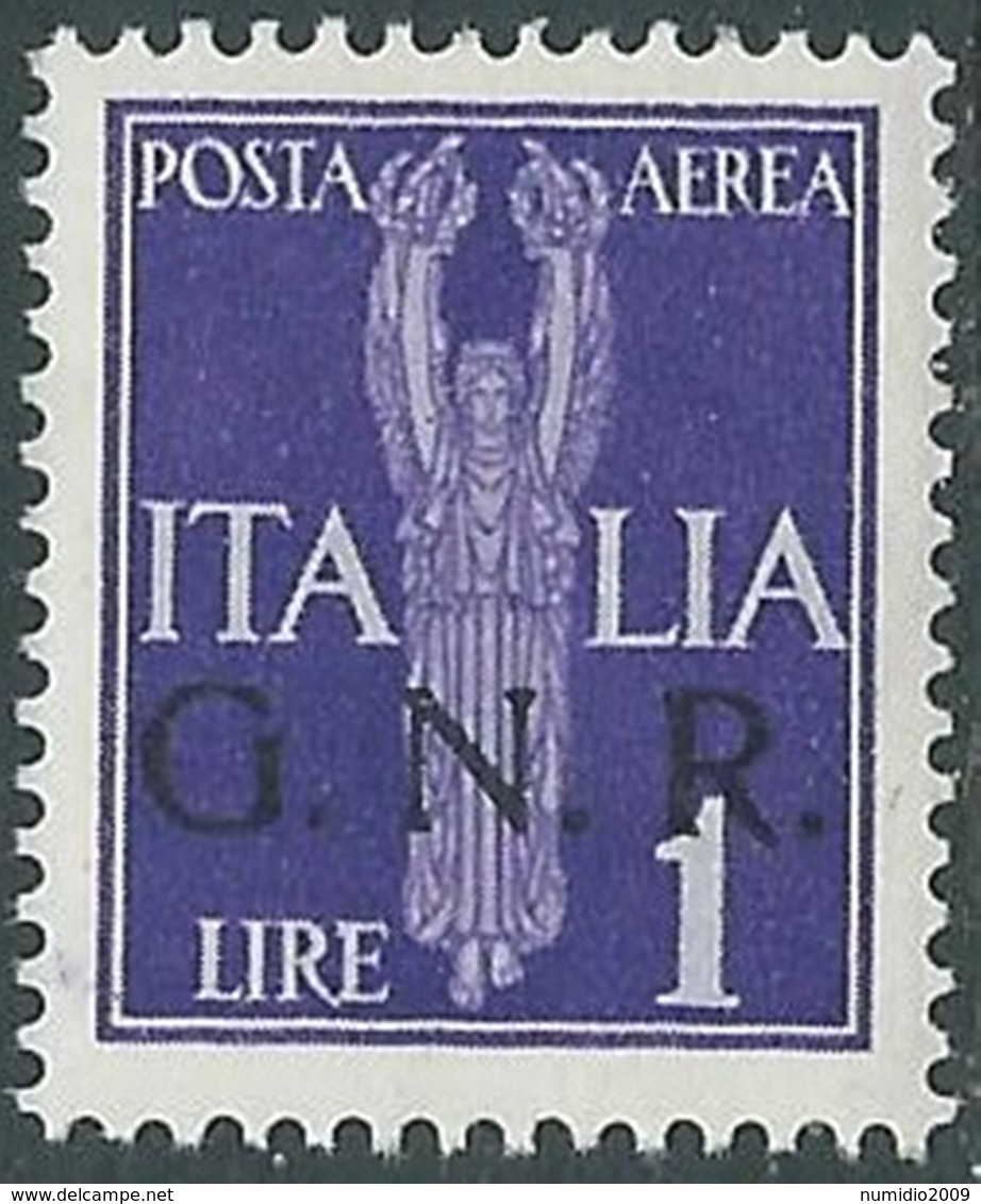 1944 RSI POSTA AEREA 1 LIRA BRESCIA MNH ** - RB6-4 - Luftpost