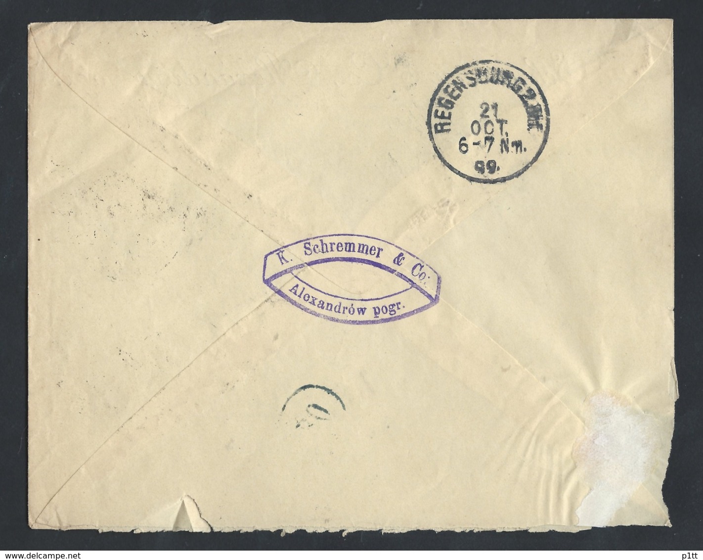 904d.International Simple Closed Letter. Post Office 1899 Aleksandrow Pogranichny (Poland) Regensburg (Germany). - Covers & Documents