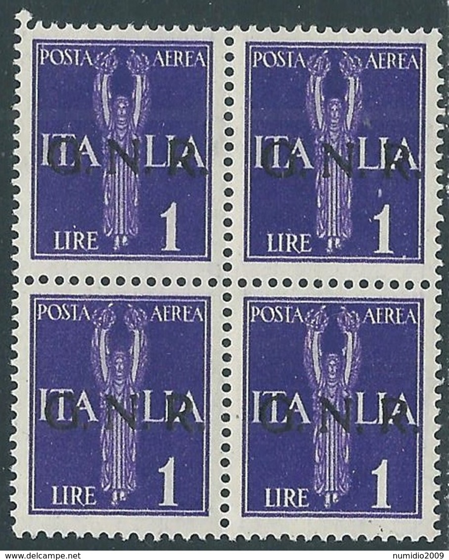 1944 RSI POSTA AEREA 1 LIRA VERONA QUARTINA MNH ** - JUL50-2 - Correo Aéreo