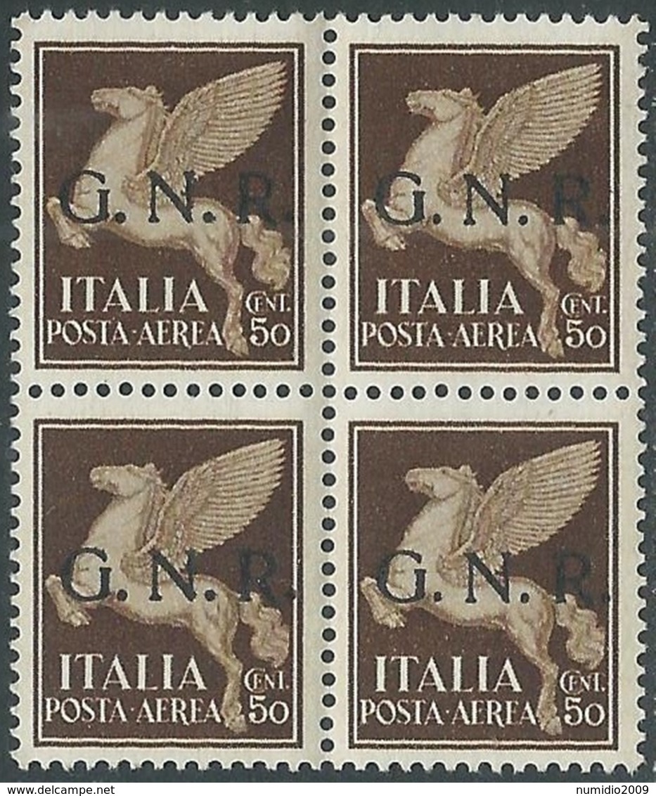 1944 RSI POSTA AEREA 50 CENT VERONA QUARTINA MNH ** - JUL50-9 - Luftpost