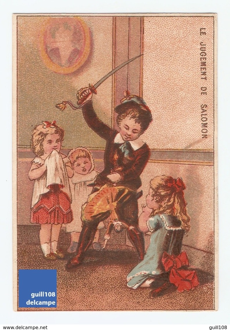 Le Jugement De Salomon Chromo Justice Poupée Sabre épée Petite Fille Religion Victorian Trade Card Doll Edwardian A15-29 - Sonstige & Ohne Zuordnung