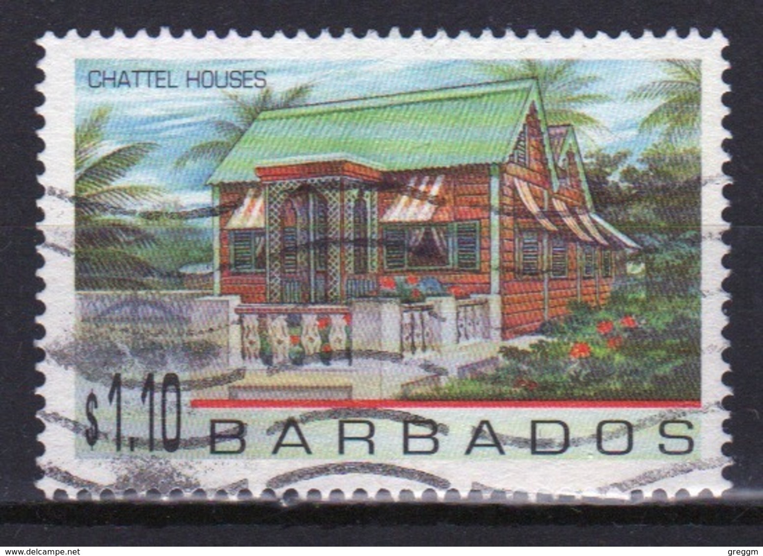 Barbados Single $1.10c Stamp From The 1996 Chattel Houses Series. - Barbados (1966-...)