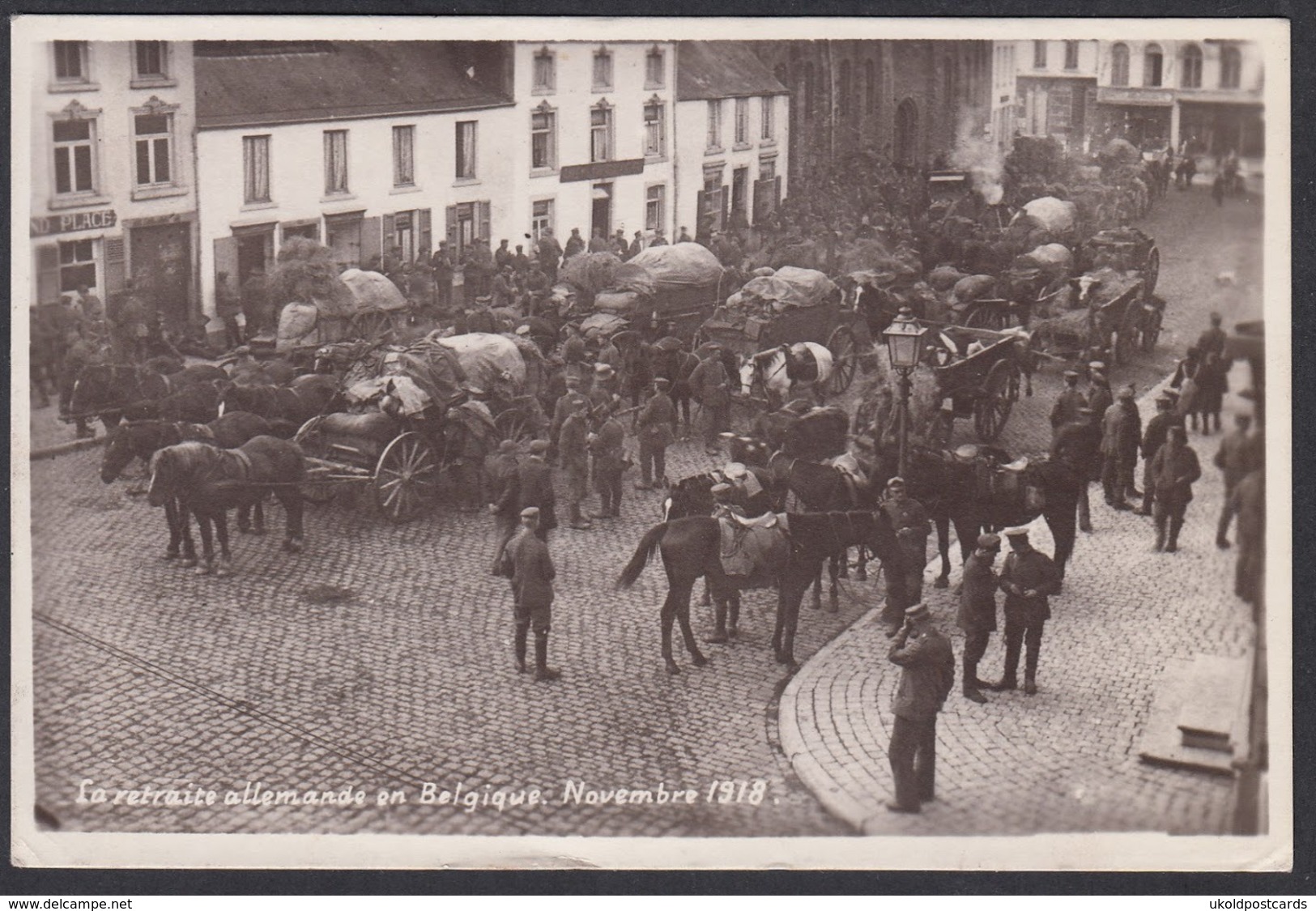 CPA -  Belgique, SOIGNIES, La Retraite Allemande En Belgigue, Novembre 1918, Carte Photo - Soignies