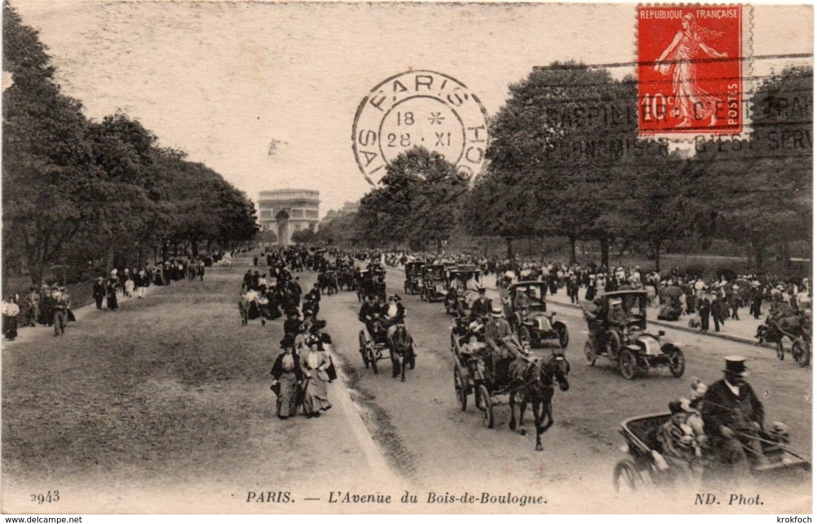 Paris 1918 - Avenue Du Bois-de-Boulogne - Calèches Et Tacots - ND 2943 - Distretto: 16