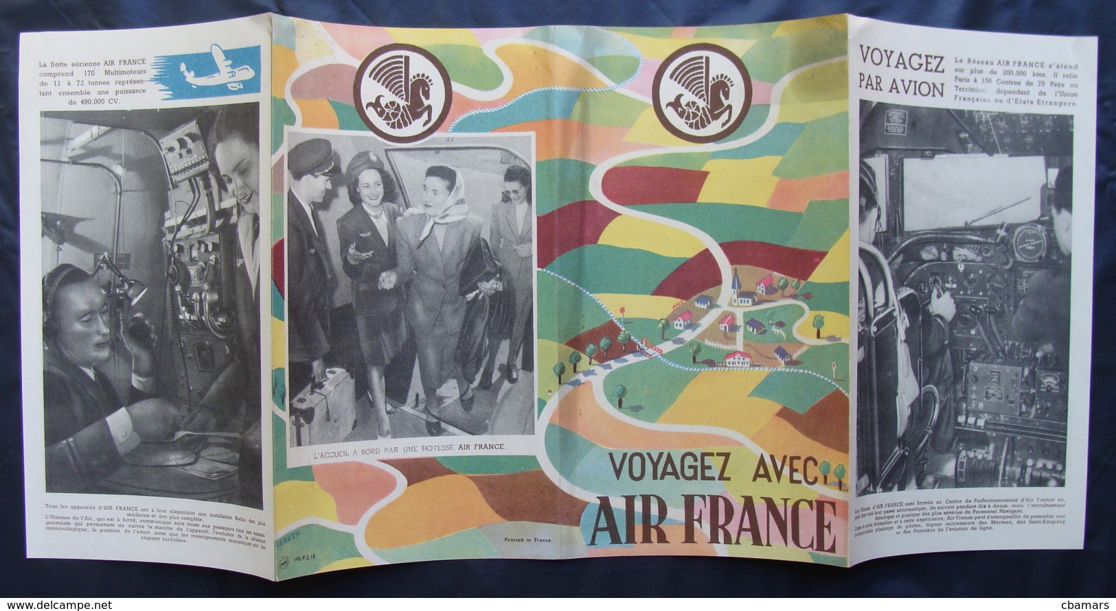 Depliant Originale Voyagez Avec AIR FRANCE De C1948 Brochure - Autres & Non Classés