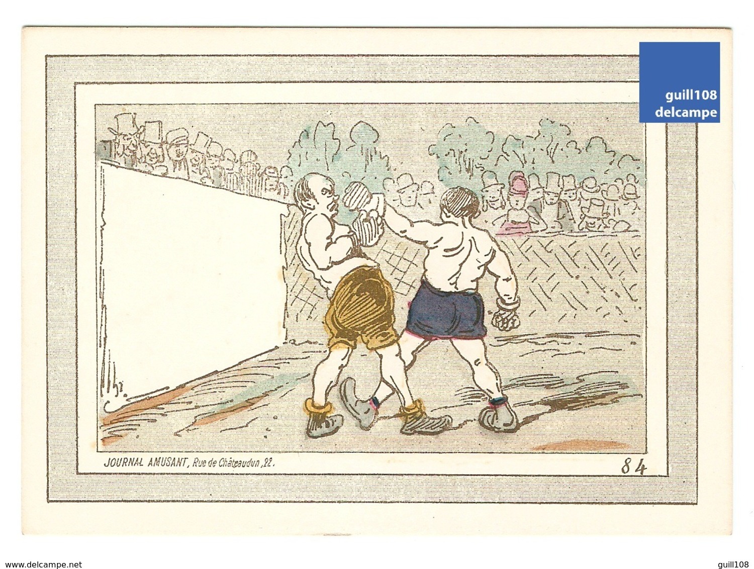 Chromo Journal Amusant Paris 22 Rue De Chateaudun Boxe Boxeur Illustrateur Victorian Trade Card Boxing Boxer Ring A15-31 - Sonstige & Ohne Zuordnung