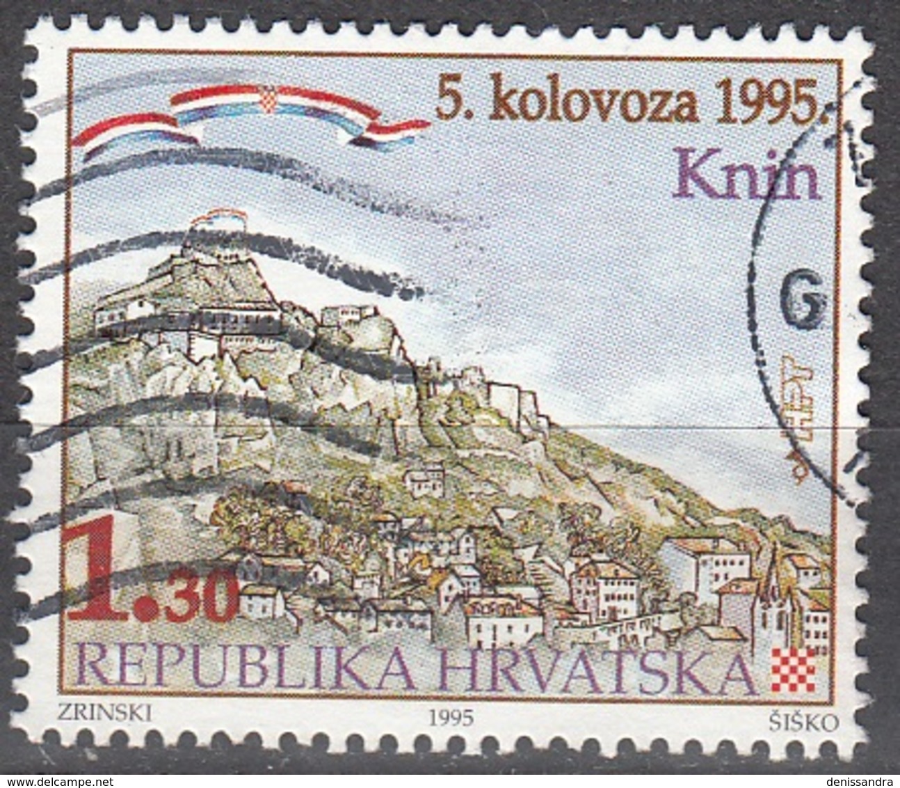 Hrvatska 1995 Michel 330 O Cote (2006) 0.60 Euro Libération De La Ville De Knin Cachet Rond - Croatie