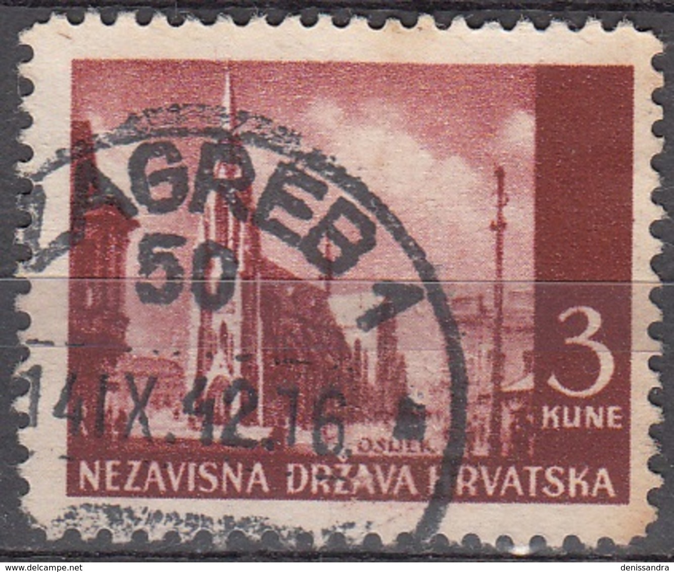 Hrvatska 1941 Michel 53 O Cote (2006) 0.10 Euro Eglise D'Ocijek Cachet Rond - Croatie