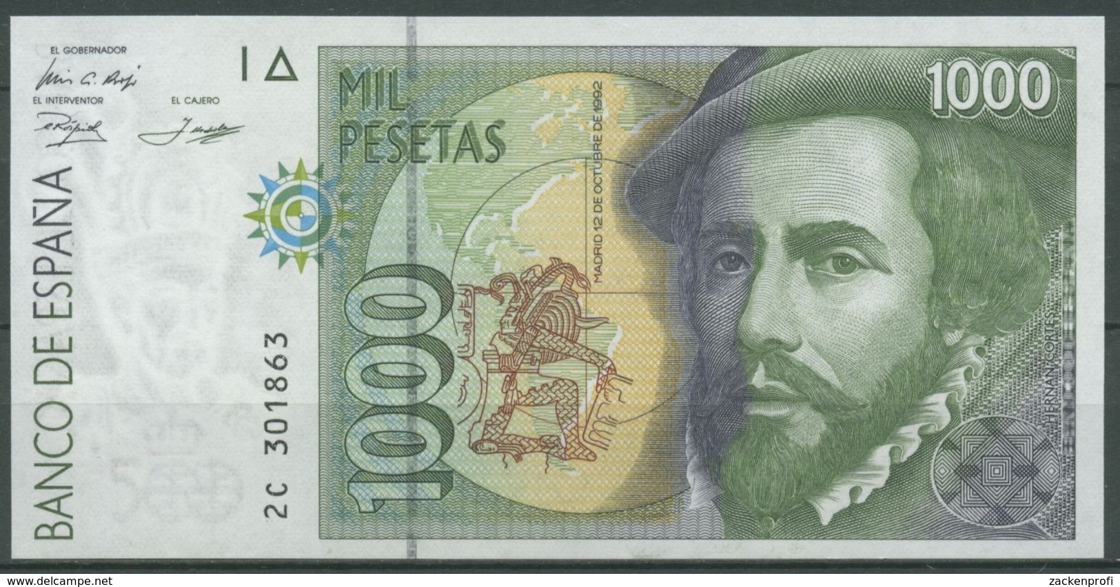 Spanien 1000 Pesetas 1992, Cortes, KM 163, Kassenfrisch (K83) - [ 4] 1975-… : Juan Carlos I