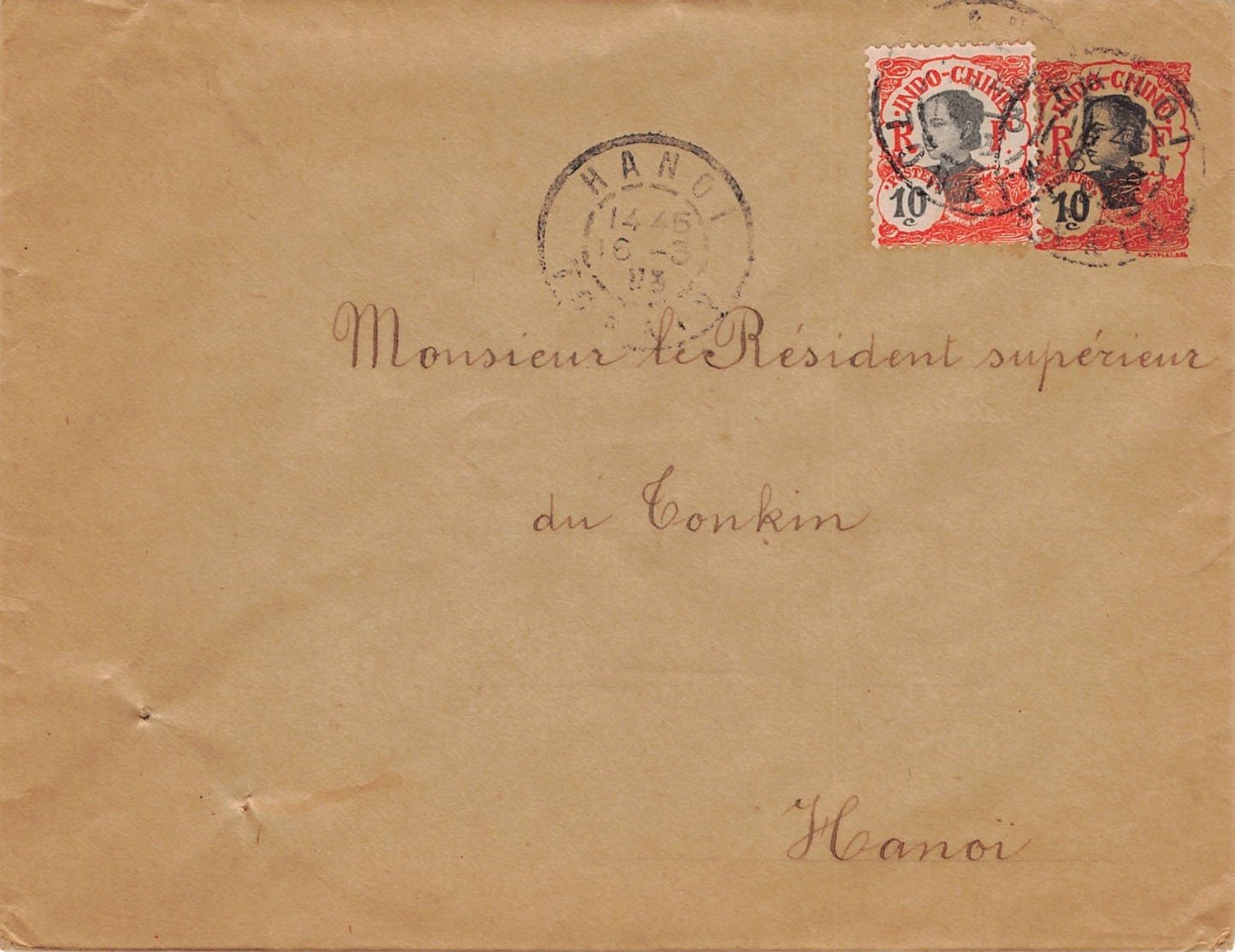 INDOCHINE - Entier Postal 10 Cents   - Cachet TONKIN - Lettres & Documents