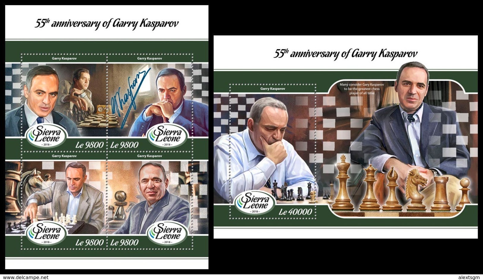 SIERRA LEONE 2018 - G. Kasparov, Chess - YT CV=39 €, 7617-20 + BF1363 - Ajedrez