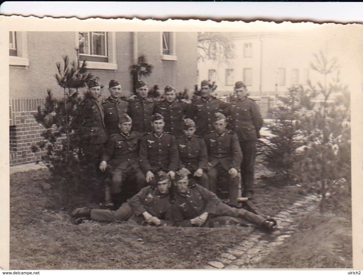 Foto Gruppe Deutsche Soldaten - Pioniere IR 46 -  2. WK - 9*6cm (43598) - Krieg, Militär