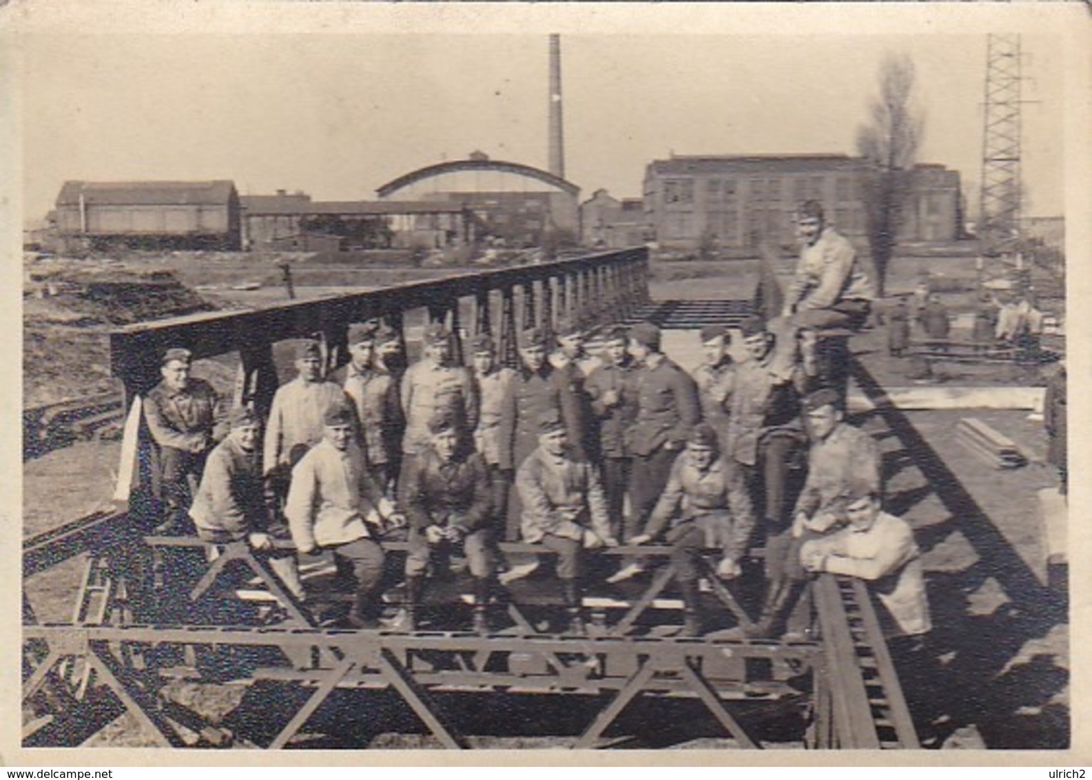 Foto Deutsche Soldaten Beim Brückenbau - Pioniere IR 46  - 2. WK - 8*5cm (43600) - Krieg, Militär