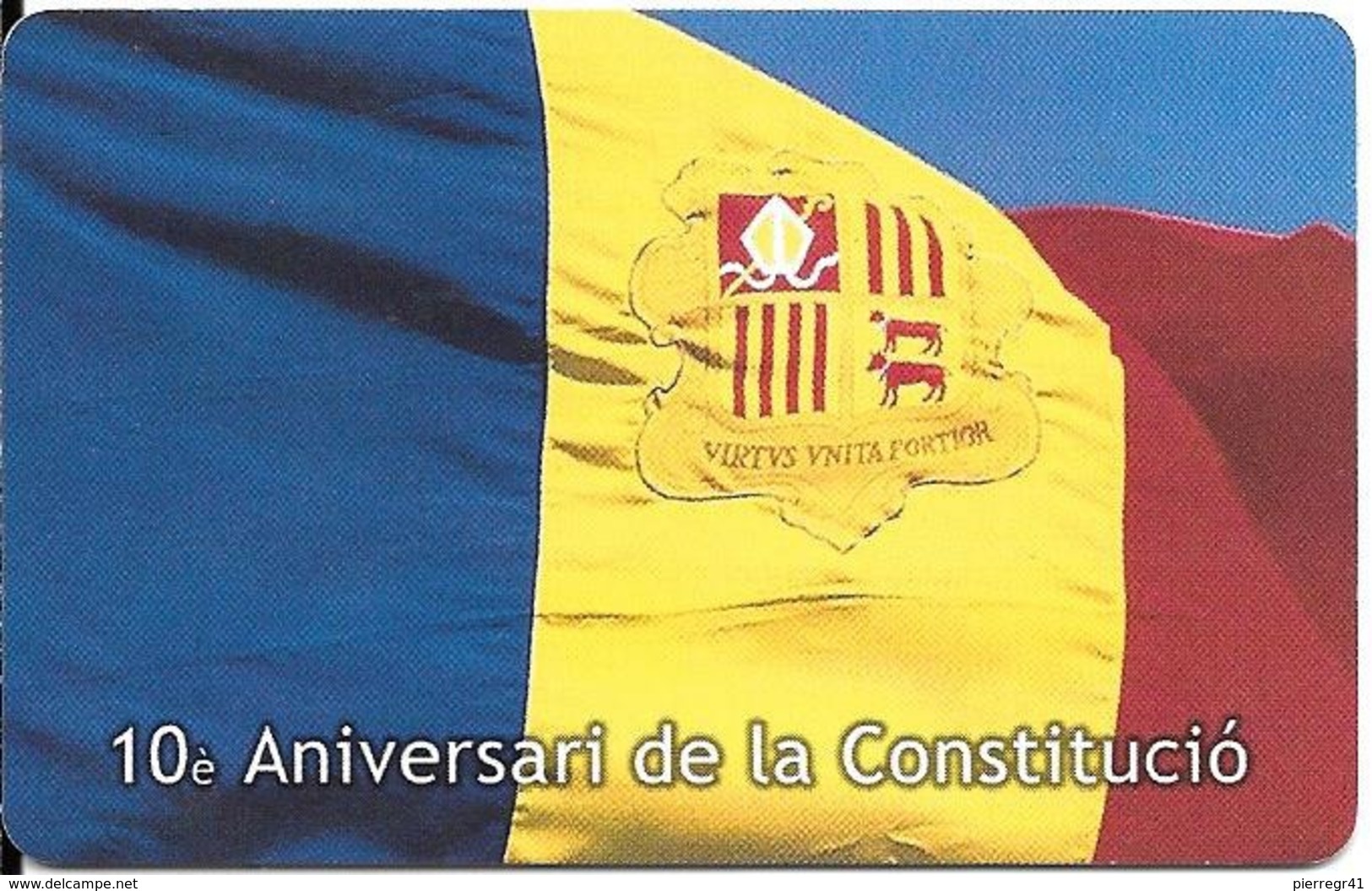 CARTE-PUCE-ANDORRE-50U-AND 136-G&D-06/03-10é ANNIVERSAIRE De La Constitution-Utilisé-TBE - Andorra