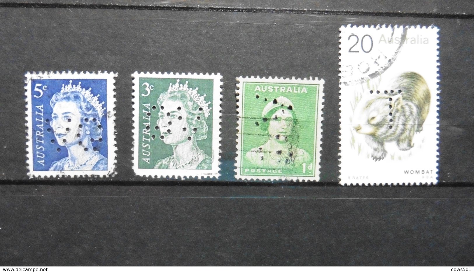 Océanie > Australie > Perfins : 4 Timbres Perforés Oblitérés - Perforés