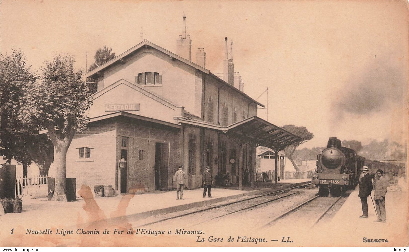 13 La Gare Avec Train De L' Estaque Nouvelle Ligne De Chemin De Fer De L' Estaque à Miramas Locomotive à Vapeur - Autres & Non Classés