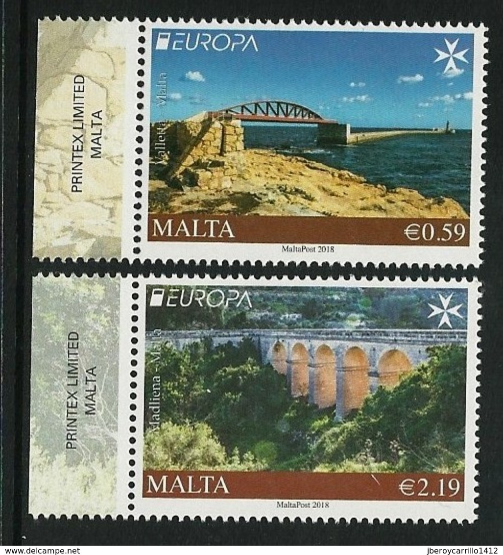 MALTA  -EUROPA 2018 - PUENTES.- BRIDGES - BRÜCKEN - PONTS".- SERIE De 2 V. - 2018