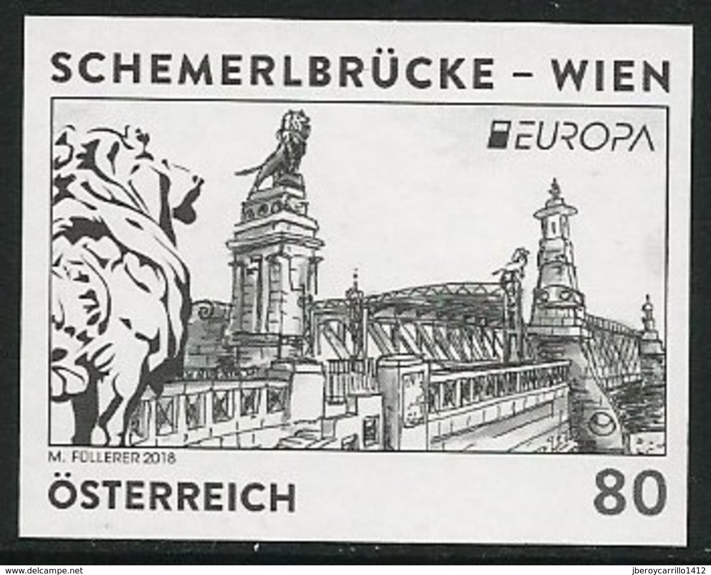 ÖSTERREICH/ AUSTRIA - EUROPA 2018 -ANNUAL THEME - "PUENTES.- BRIDGES - BRÜCKEN - PONTS" - PROOF BLACK PRINT S/D - 2018