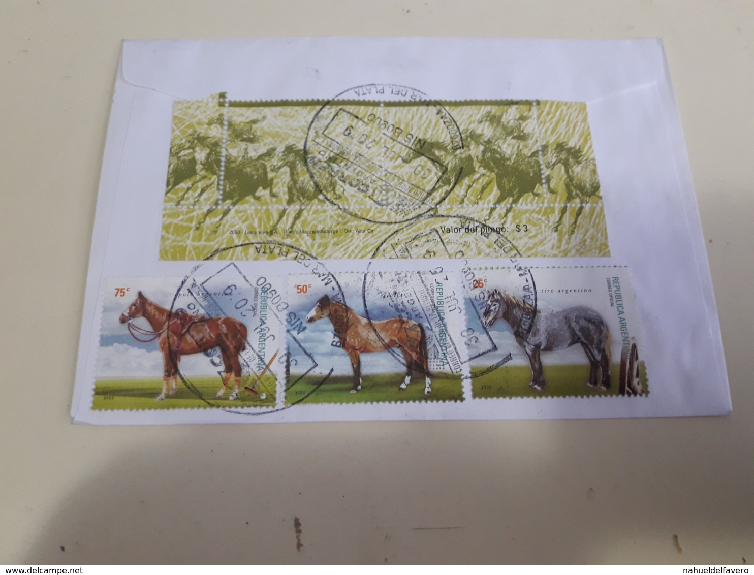 Enveloppe Argentine Distribuée Avec Timbres De Chevaux Et Autres - Lettres & Documents