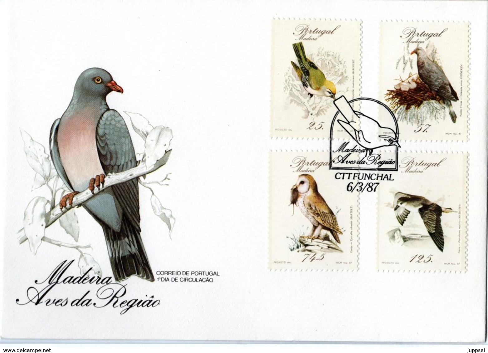 MADEIRA, FDC, Birds   /   MADÈRE, Lettre De Première Jour, Oiseaux, 1987 - Sonstige & Ohne Zuordnung