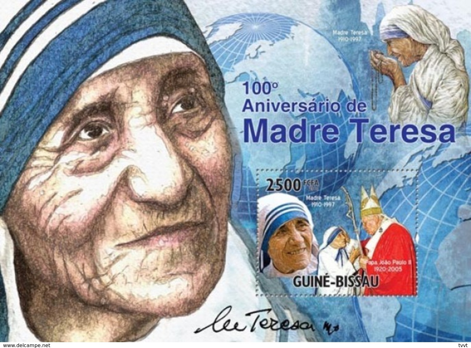 Guinea-Bissau, 2010. [gb10520] Mother Teresa & Pope (2 S\s) - Mother Teresa