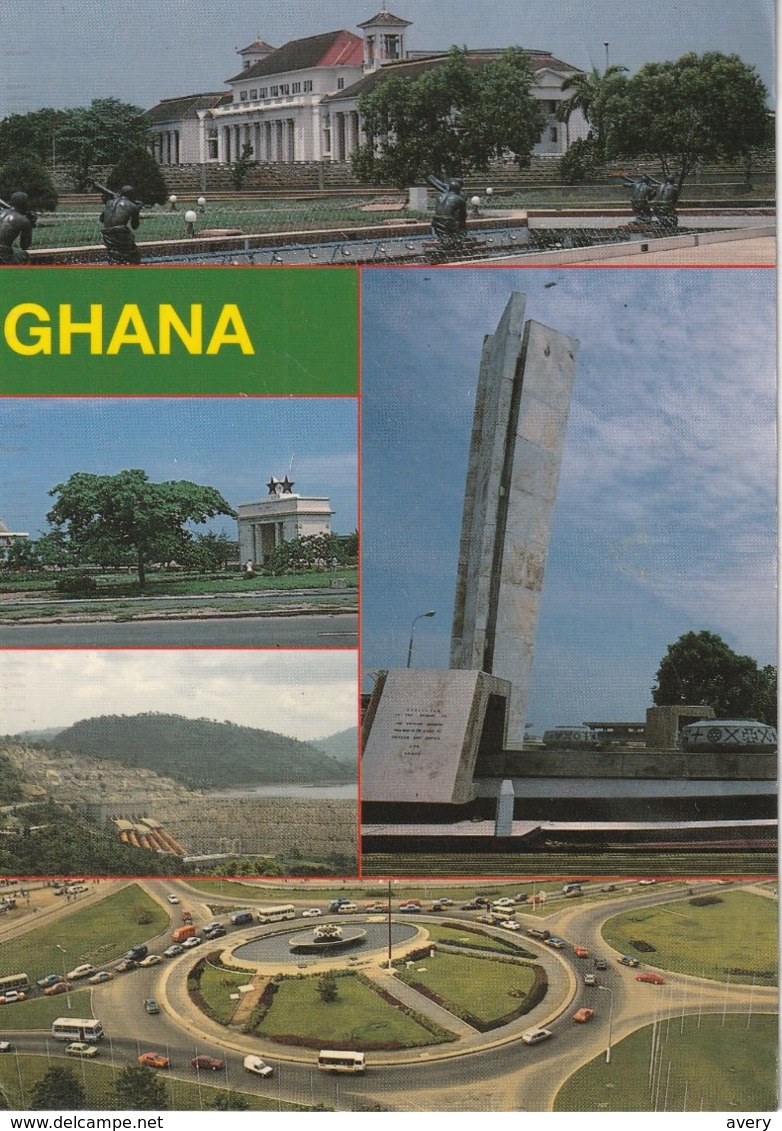 Greetings From Ghana  A View Of Accra  Old Parliament House  Independence Arch  Akosombo Dam 6.7" X 4.8" 17 Cm X 12 Cm - Ghana - Gold Coast