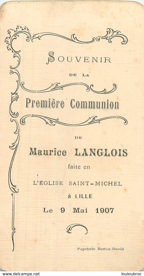 IMAGE PIEUSE CANIVET IMP BOUASSE LEBEL PREMIERE COMMUNION MAURICE LANGLOIS LILLE - Devotion Images