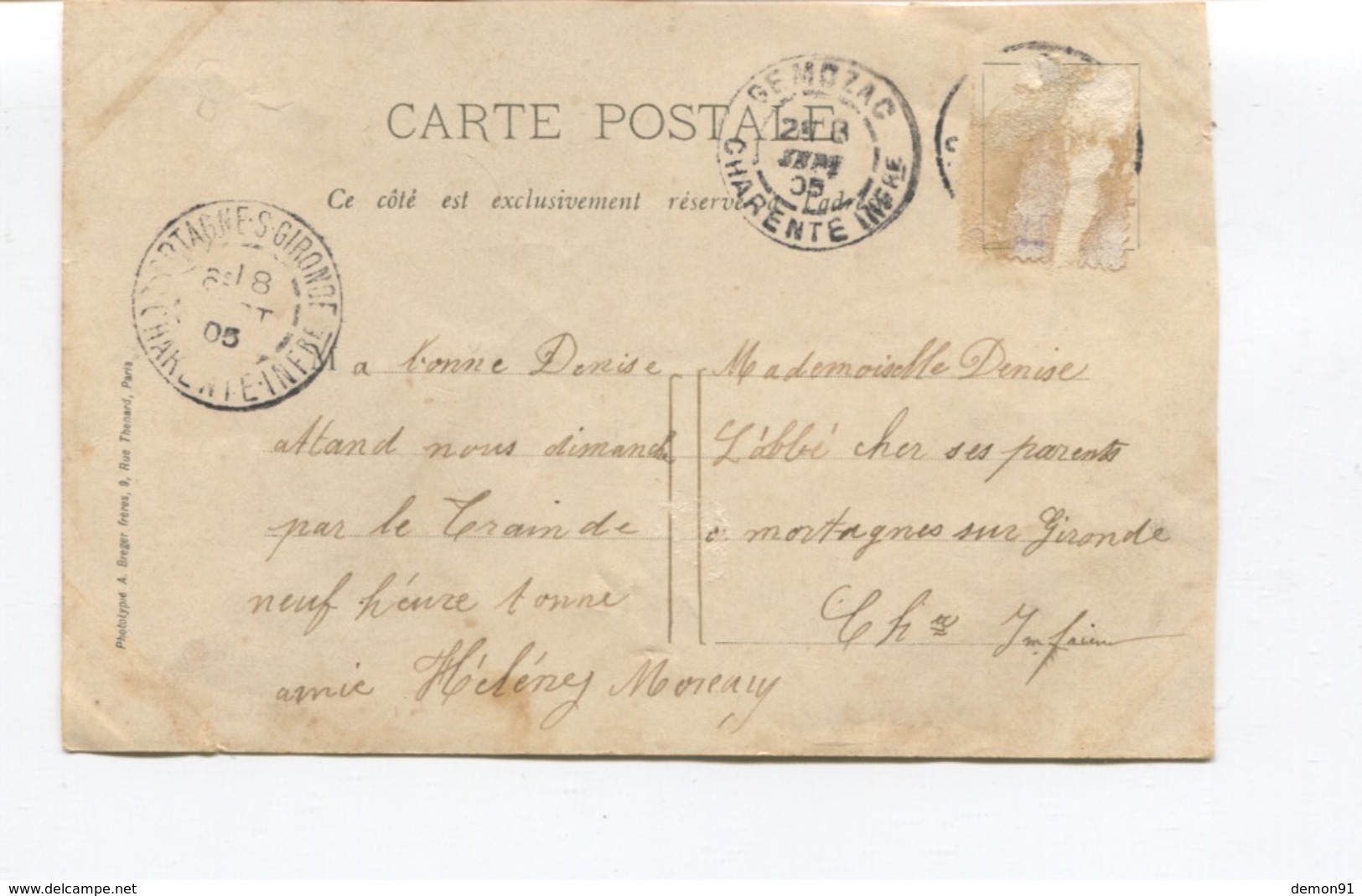 Rare CPA - MORTAGNE SUR GIRONDE - Grand'Rue - Animée - Édition Breger - Cliché Laurent - Etat - 1905 - Autres & Non Classés