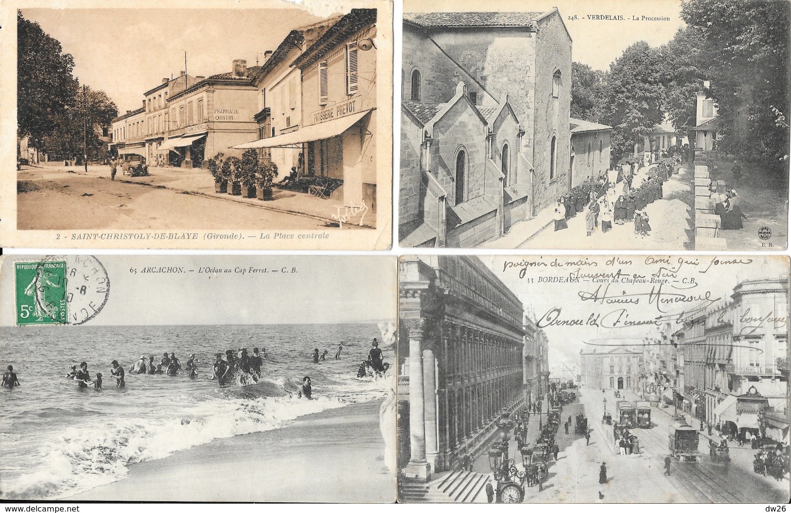 Lot n° 95 - 100 cartes du département de la Gironde (33) - Villes, villages, Plages, quelques animations