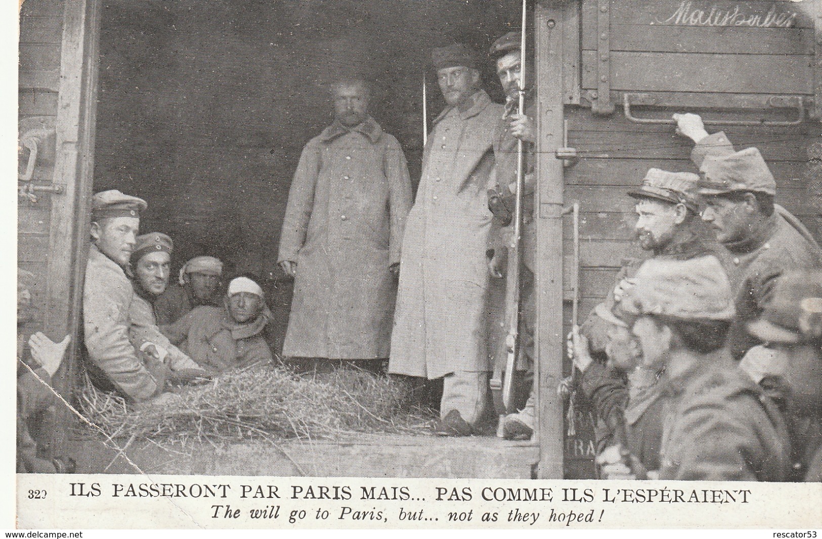 Rare Cpa Fantaisie Guerre 14-18 Prisonniers Dans Wagon - 1914-18