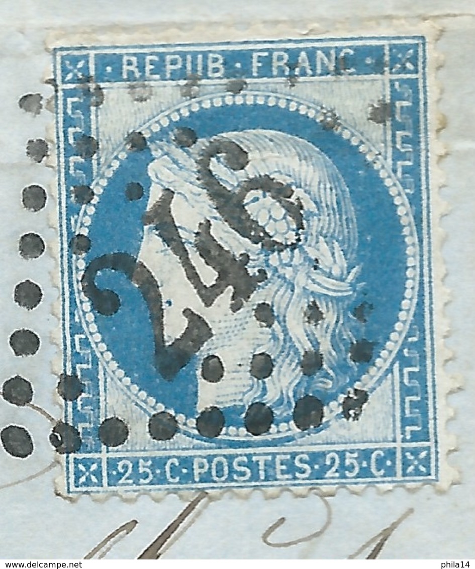 N°60 BLEU CERES SUR LETTRE AUTUN SAONE ET LOIRE POUR EPINAC / 1875 - 1849-1876: Klassik