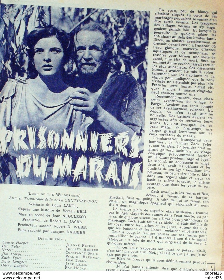 CINEMA-PRISONNIERS Du MARAIS-JEANNE PETERS-JEFFREY HUNTER-FC 388-1953 - Cinema