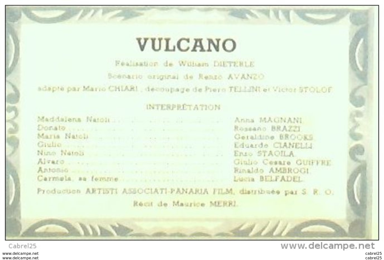 CINEMA-VULCANO-ANNA MAGNANI-ROSSANO BRAZZI-LUCIA BELFADEL-MF 225-1950 - Kino