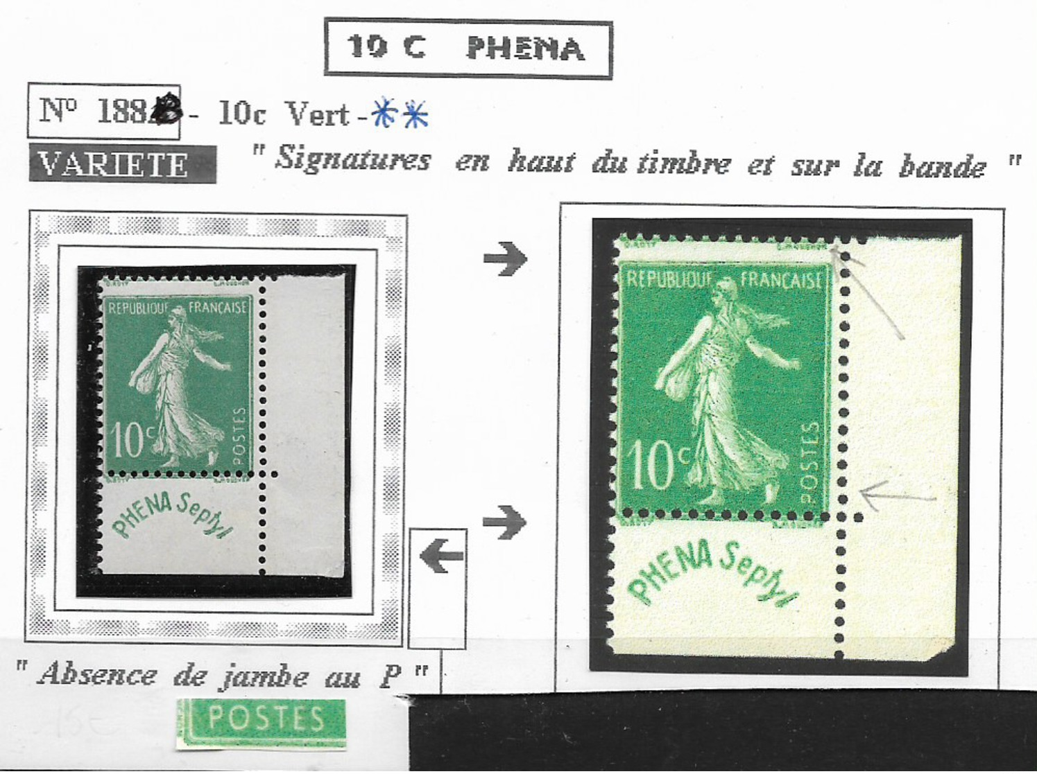 TIMBRES FRANCE SEMEUSE PHENA N° 188 AVEC VARIETEES - Ohne Zuordnung