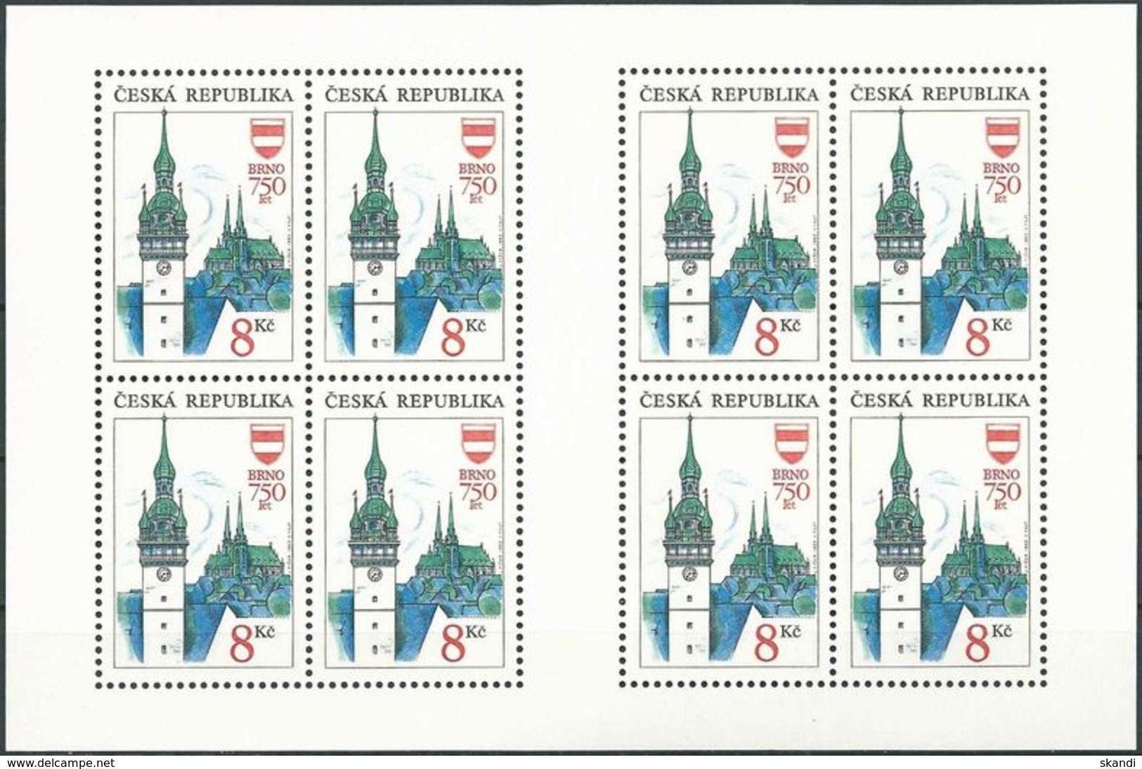 TSCHECHISCHE REPUBLIK 1993 Mi-Nr. 9 Kleinbogen ** MNH - Blocks & Kleinbögen