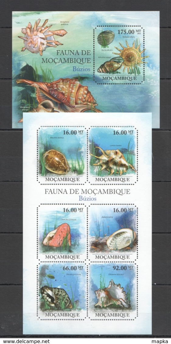 S1068 2011 MOZAMBIQUE MOCAMBIQUE FAUNA MARINE LIFE BUZIOS SEASHELLS KB+BL MNH - Coneshells