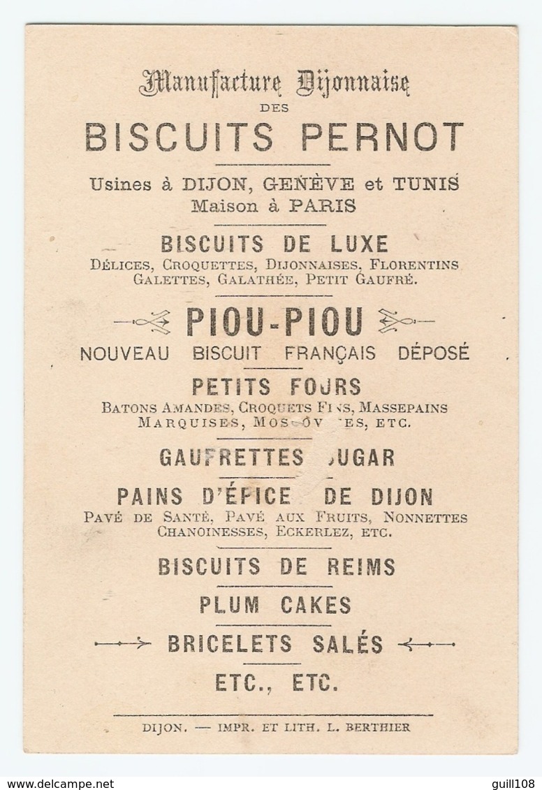 Chromo Image Biscuits Pernot Dijon Pioupiou Biscuit Thé Femme Robe Berthier Victorian Trade Card Dress Tea Time A15-38 - Pernot