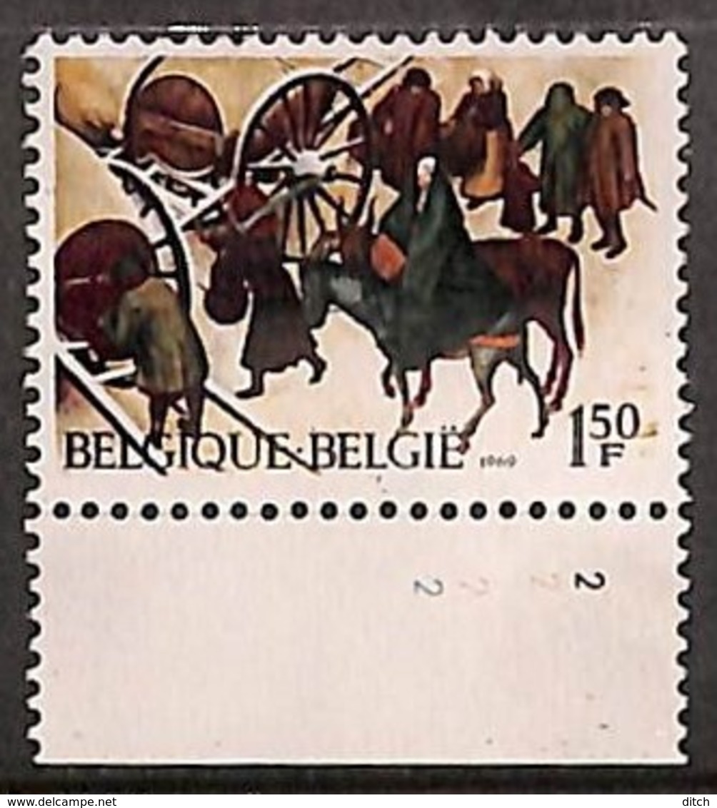 D - [205185]TB//**/Mnh-BELGIQUE 1969 - N° 1517-v1, Noël, Fond Blanc Sous L'âne Et Côté Droit, N° De Planche 2 - Sonstige & Ohne Zuordnung