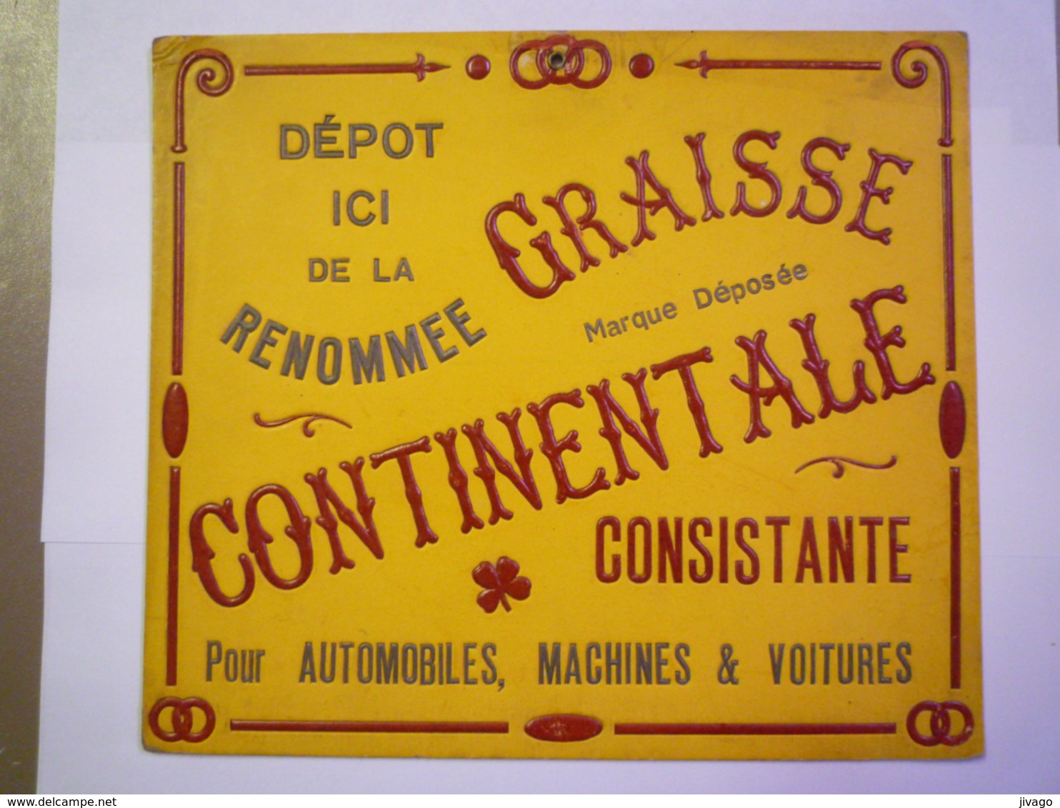 2019 - 2619  CARTON PUB  "GRAISSE CONTINENTALE"  (format 24 X 21cm)   XXX - Reclame