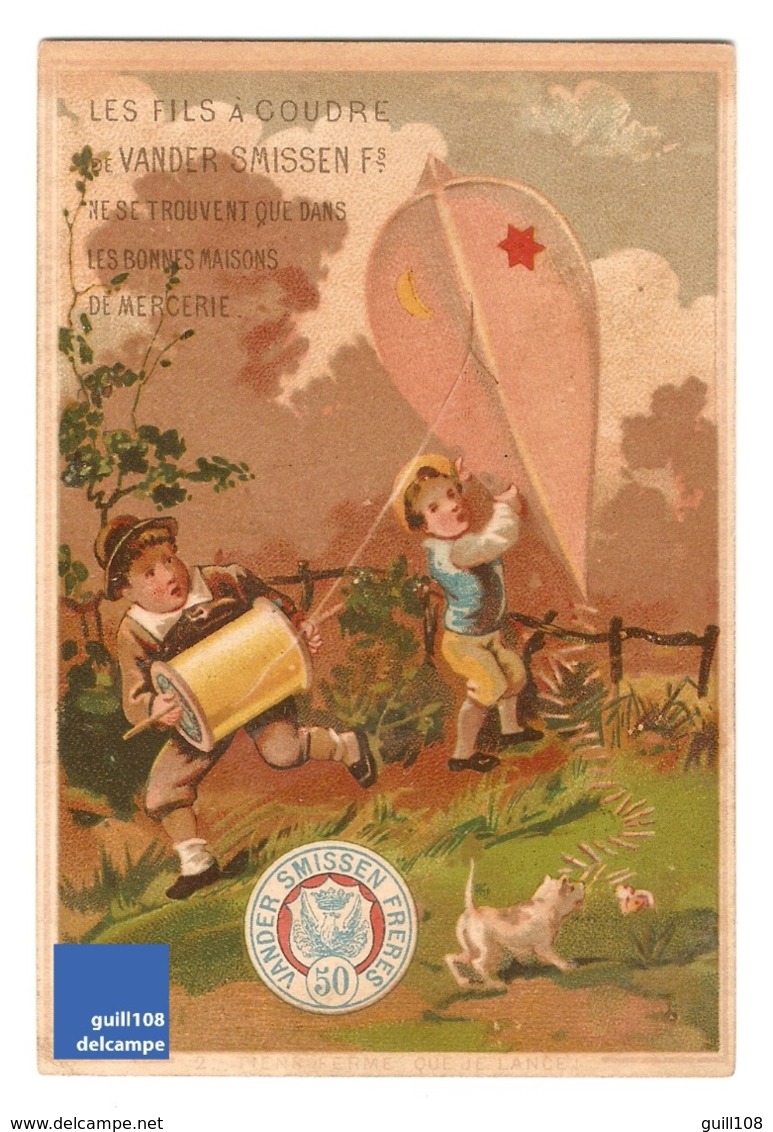 Chromo Fil à Coudre Vander Smissen Mercerie Calendrier 1883 Cerf-volant Victorian Trade Card Sewing Thread Kite A15-39 - Sonstige & Ohne Zuordnung