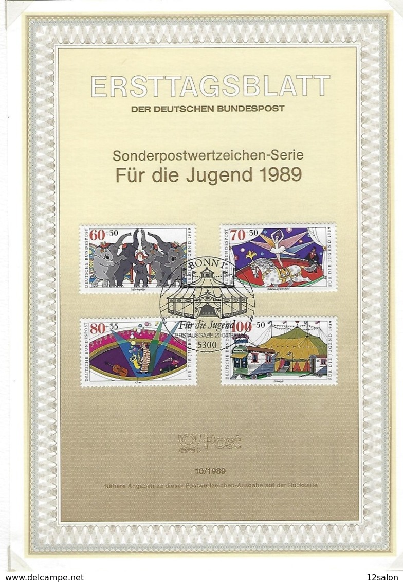 ALLEMAGNE FDC ERSTTAGSBLATT DER DEUTSCHEN BUNDESPOST 1989 52 DOCUMENTS - Covers & Documents