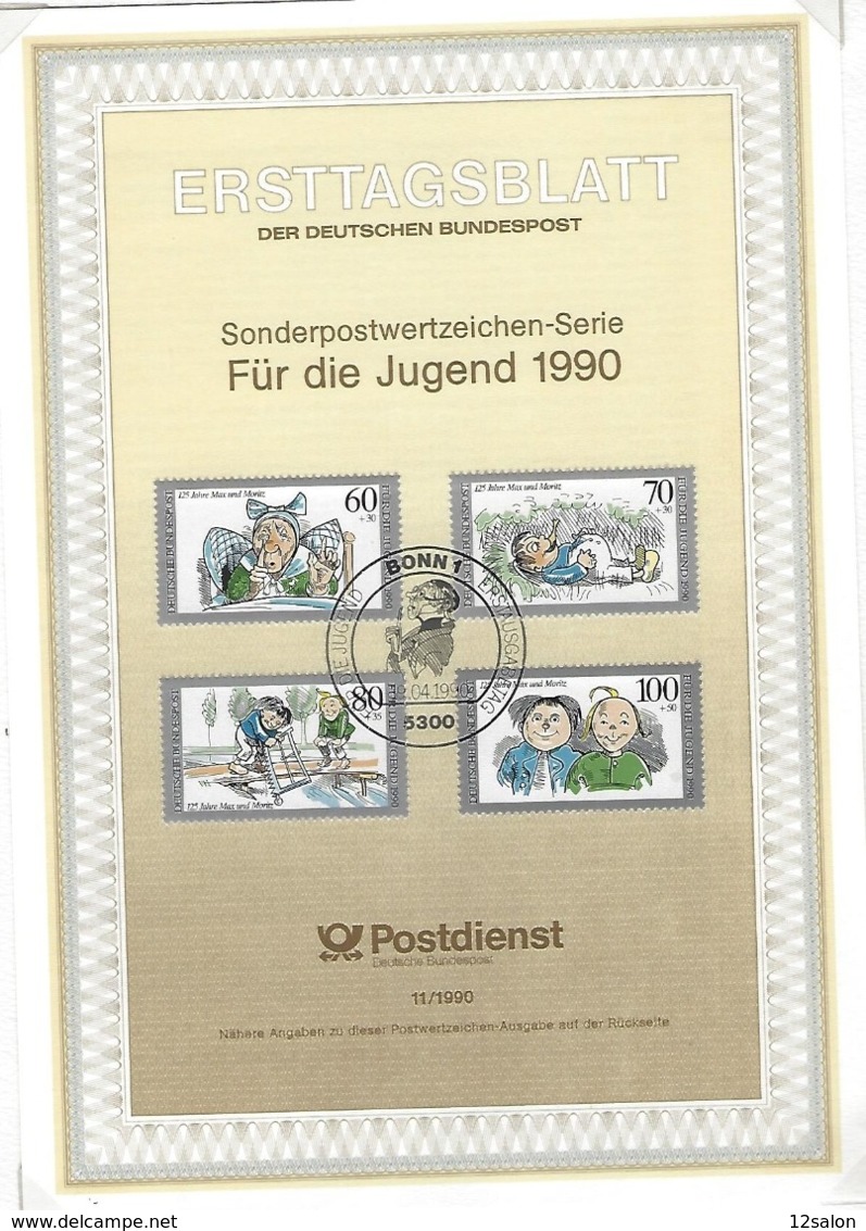 ALLEMAGNE FDC ERSTTAGSBLATT DER DEUTSCHEN BUNDESPOST 1990 46 DOCUMENTS - Lettres & Documents