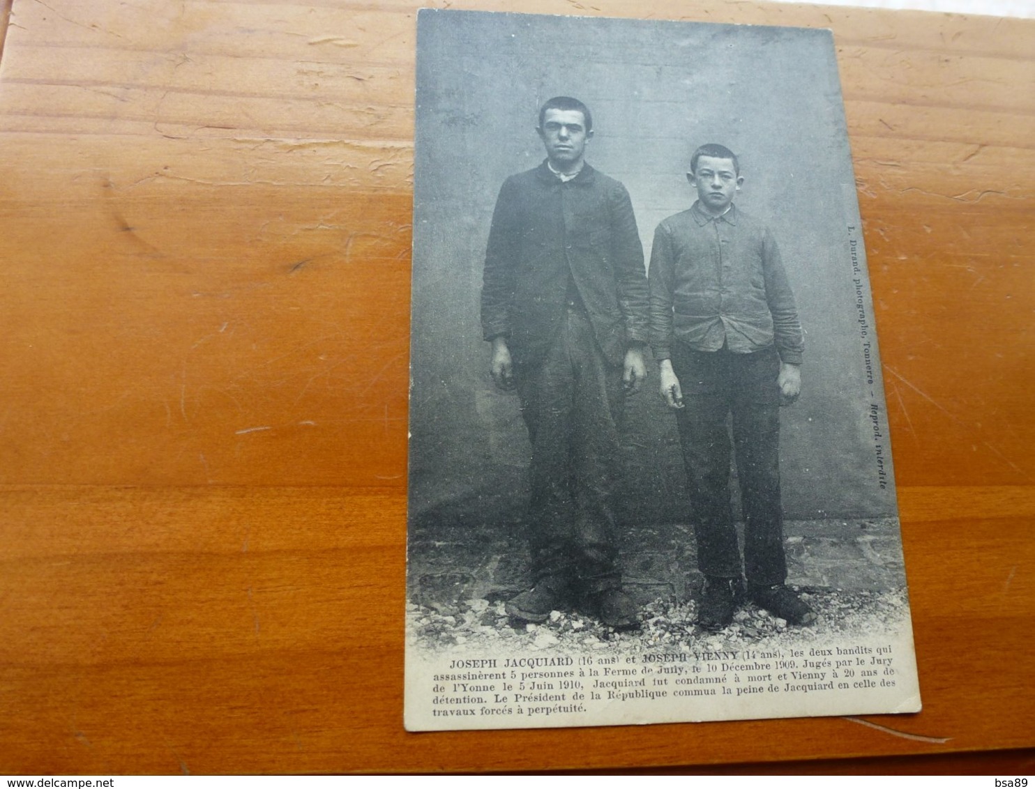 CPA CRIME DE JULY, JOSEPH JACQUIARD ET JOSEPH VIENNY LES DEUX BANDITS QUI ASSASSINERENT 5 PERSONNES LE 10 DECEMBRE 1909 - Autres & Non Classés