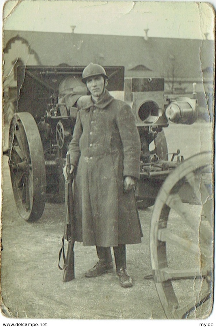 Carte Photo. Militaria. Canon Et Soldat. - Guerre, Militaire